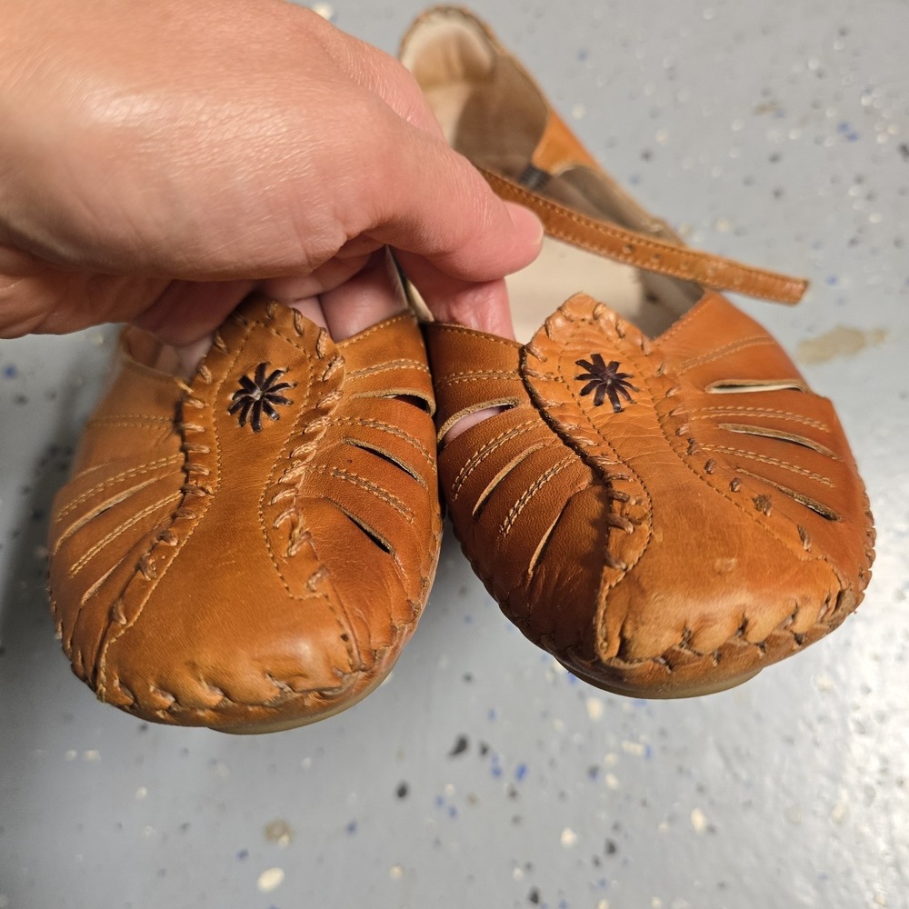 Pikolinos Puerto Vallarta Leather Wedge Mary Jane Cutout Shoes Brown Women Size - Picture 5 of 9
